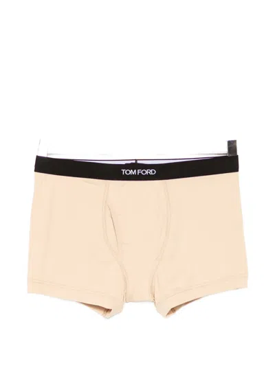 Tom Ford Logo-waistband Boxers In Neutral