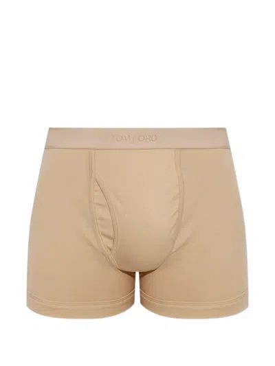Tom Ford Logo-waistband Boxers In Neutral