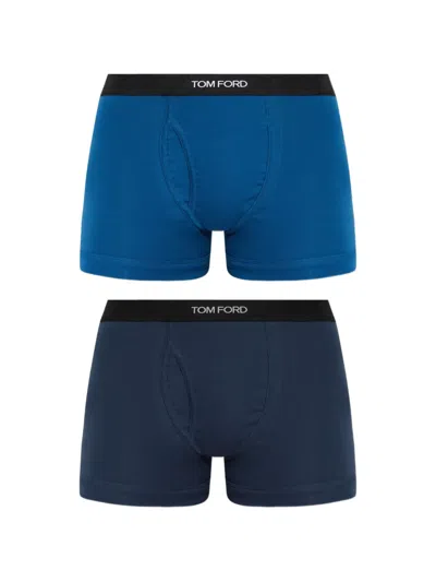 Tom Ford Logo-waistband Boxers (set Of Two) In Blue