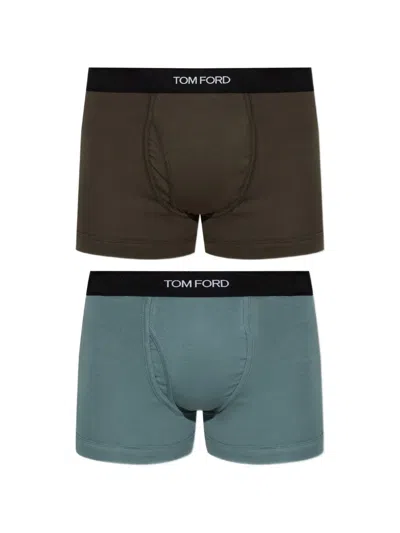 Tom Ford Logo-waistband Boxers (set Of Two) In Green