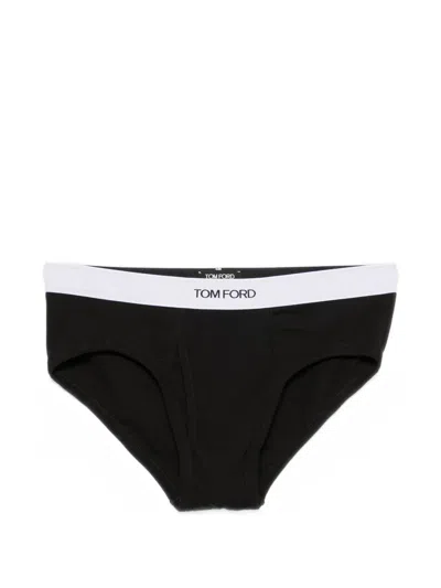 Tom Ford Logo-waistband Briefs In Black