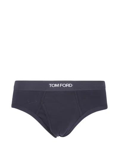Tom Ford Logo-waistband Briefs In Black