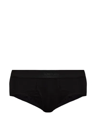 Tom Ford Logo-waistband Briefs In Black