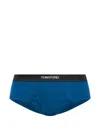 Tom Ford Logo-waistband Briefs In Blue