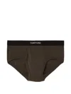 Tom Ford Logo-waistband Briefs In Brown