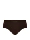 Tom Ford Logo-waistband Briefs In Brown