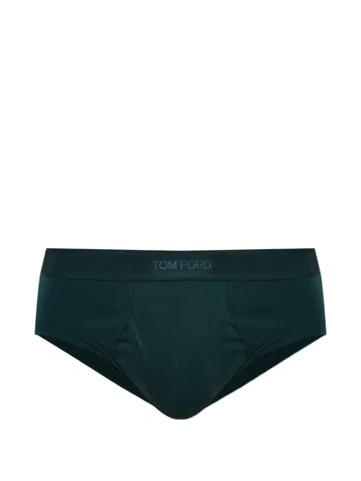Tom Ford Logo-waistband Briefs In Green