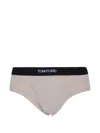 Tom Ford Logo-waistband Briefs In Neutral