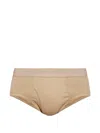 Tom Ford Logo-waistband Briefs In Neutral