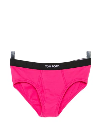 Tom Ford Logo-waistband Briefs In Pink