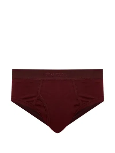 Tom Ford Logo-waistband Briefs In Black