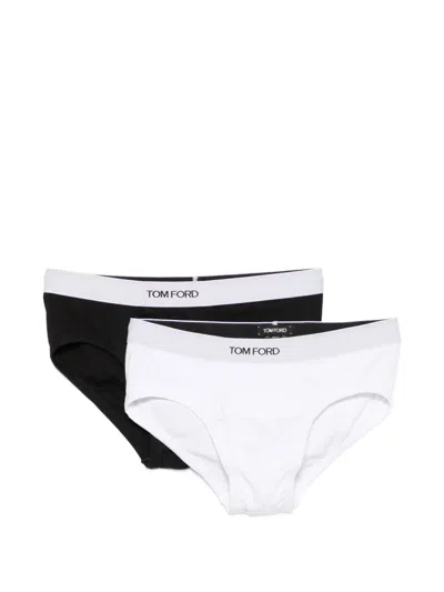 Tom Ford Logo-waistband Briefs Set In White
