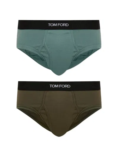 Tom Ford Logo-waistband Briefs Set In Multi