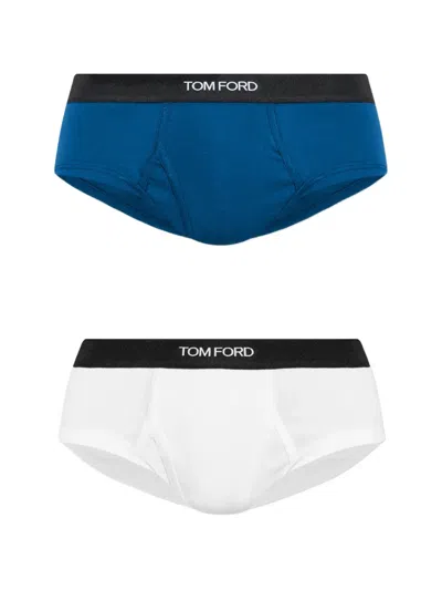 Tom Ford Logo-waistband Briefs (set Of Two) In White