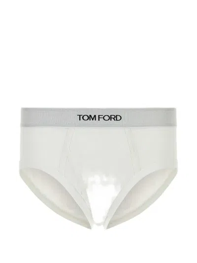 Tom Ford Logo-waistband Briefs In White