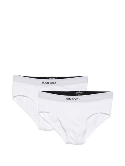 Tom Ford Logo-waistband Briefs In White