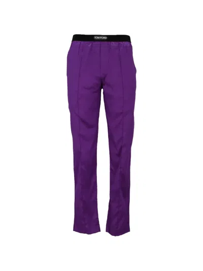 Tom Ford Logo-waistband Pajama Bottoms In Purple