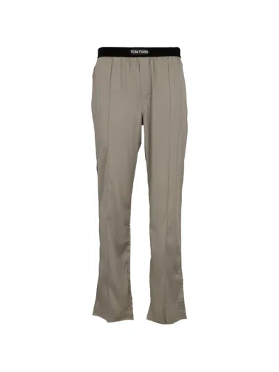 Tom Ford Logo-waistband Pajamas In Gray