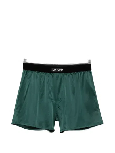 TOM FORD LOGO-WAISTBAND SILK BOXER SHORTS