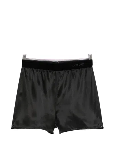Tom Ford Stretch Silk Satin Pj Shorts In Black