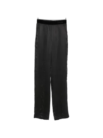 Tom Ford Logo-waistband Trousers In Black