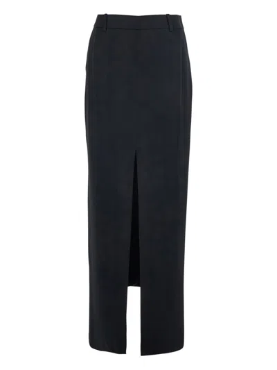 Tom Ford Black Long Skirt With Single Vent On The Front And Hidden Zip Closure On The Side In Viscose Blend F