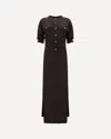 Tom Ford Whitney Chain Stripe Belted Satin Shirtdress In Brown