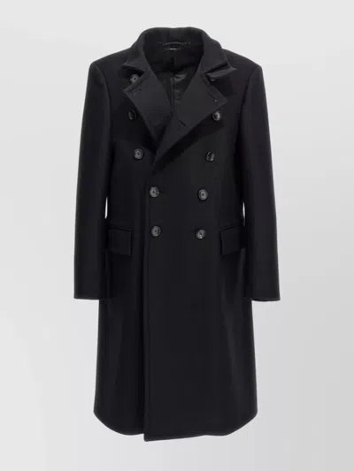 Tom Ford 'long Double-breasted Coat High Collar' In Black