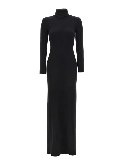 Tom Ford Black Crewneck Maxi Dress In Lb999 Black