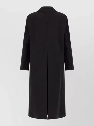 Tom Ford Long Melton Double Breasted Officer Coat In Black
