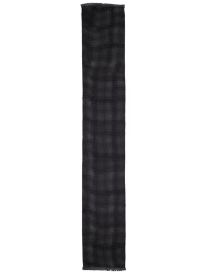 Tom Ford Long Silk Scarf With Textured Finish In Black