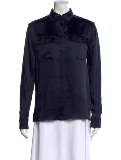 Pre-owned Tom Ford Long Sleeve Blouse In Blue