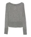 Tom Ford Boat Neck Knitwear Sweater With Ribbed Accents In Gray