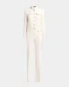 Tom Ford Long-sleeve Bootcut-leg Safari Jumpsuit In Off White