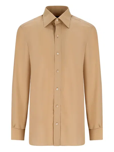Tom Ford Long-sleeve Button-down Shirt In Gold