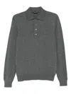 Tom Ford Grey Long-sleeved Polo Shirt With Classic Collar And Refined Trim In Gray