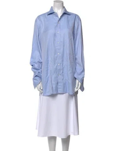 Pre-owned Tom Ford Long Sleeve Button-up Top In Blue