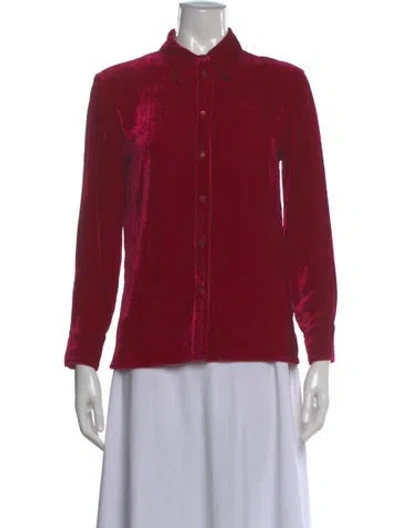Pre-owned Tom Ford Long Sleeve Button-up Top In Red