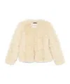 Tom Ford Curly Sheep Shearling Collarless Jacket In Neutral