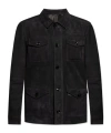Tom Ford Light Suede Stand Collar Overshirt In Black