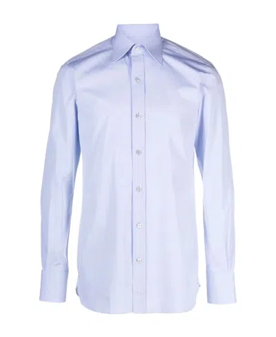 Tom Ford Long-sleeve Cotton Shirt In Blue