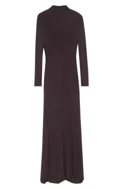 Tom Ford Long Sleeve Crepe Jersey Gown In Brown