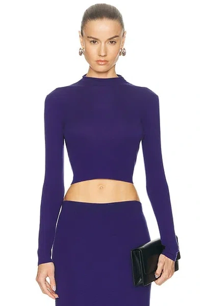 Tom Ford Long Sleeve Cropped Top In Blue
