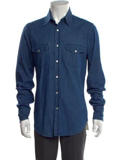 Pre-owned Tom Ford Long Sleeve Denim Shirt In Blue