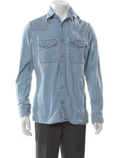 Pre-owned Tom Ford Long Sleeve Denim Shirt In Blue