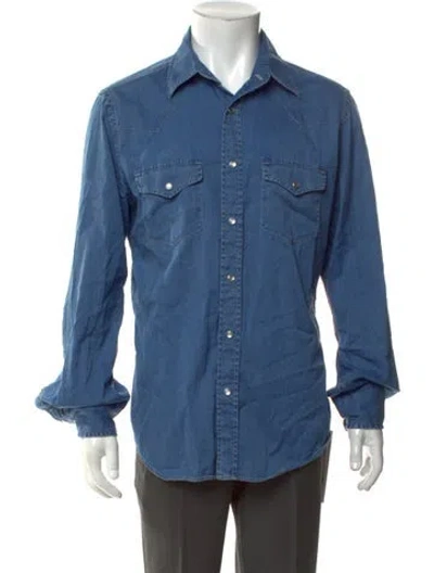 Pre-owned Tom Ford Long Sleeve Denim Shirt In Blue