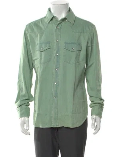 Pre-owned Tom Ford Long Sleeve Denim Shirt W/ Tags In Green