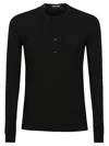 Tom Ford Long Sleeve Henley T-shirt In Black