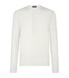 Tom Ford Slim-fit Ribbed Stretch Lyocell And Cotton-blend Henley T-shirt In Ivory