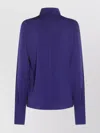 Tom Ford Long Sleeve High Neck Top With Back Pleat In Blue